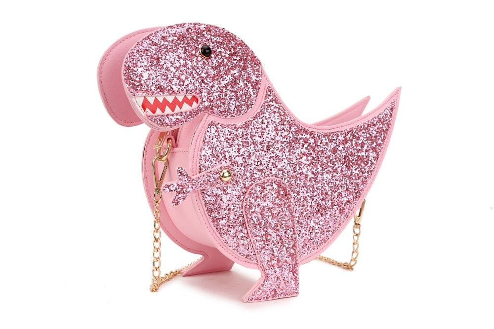 Glitter Dinosaur Rex Leather Purse Shoulder Bag