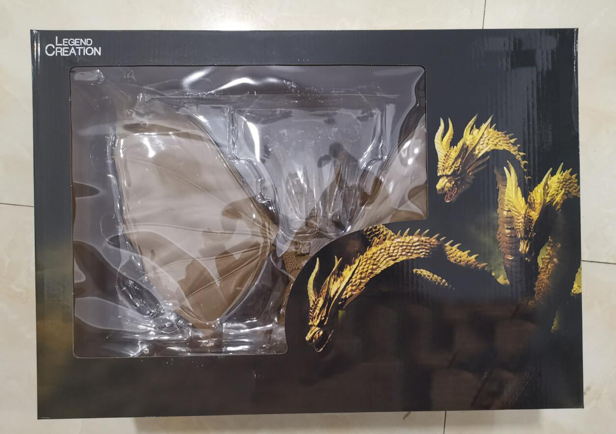 Gojira 3 Heads Golden Dragon King PVC Action Figure Collectible Model Toys