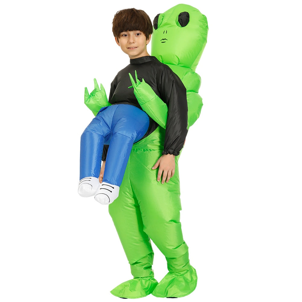 Inflatable Carry Green Alien Funny Blow Up Suit Party Fancy Dress