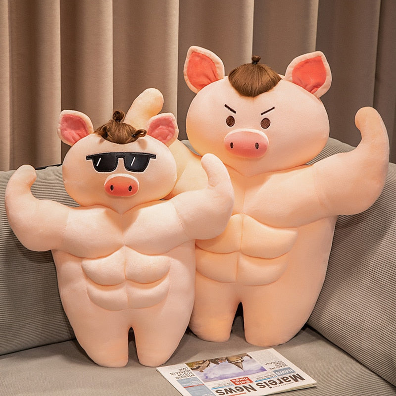Cute Strong Fitness Muscle Pig Stuffed Plush Doll Birthday Gift