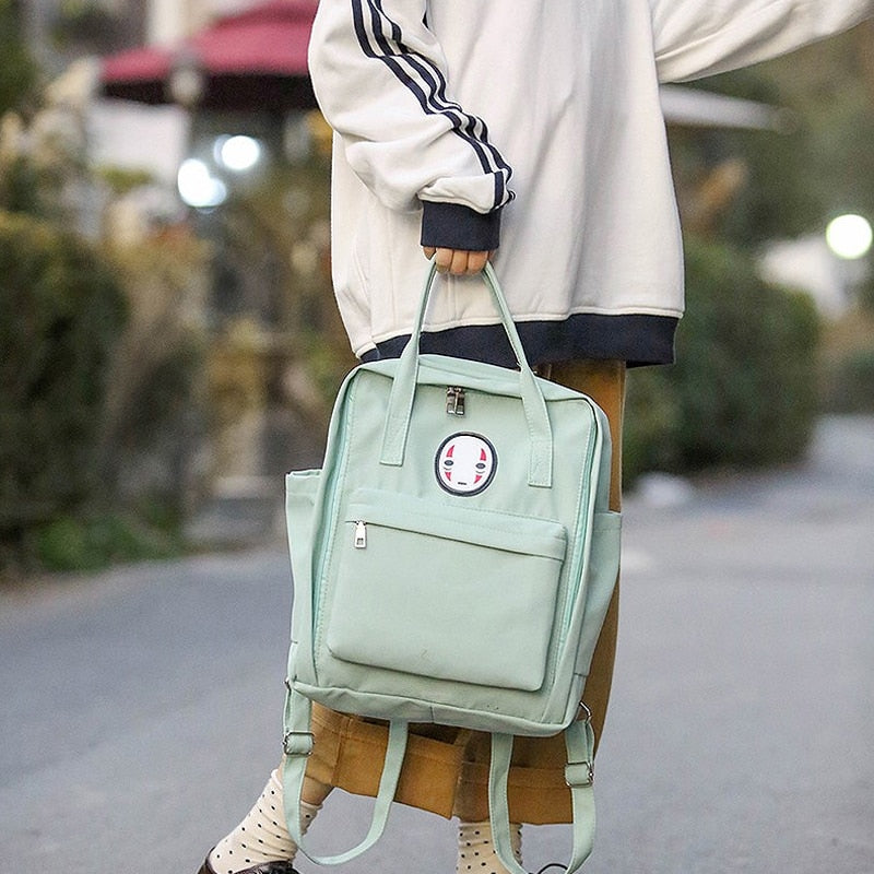 Canvas No Face Backpack for Teenager Girls Schoolbag Back
