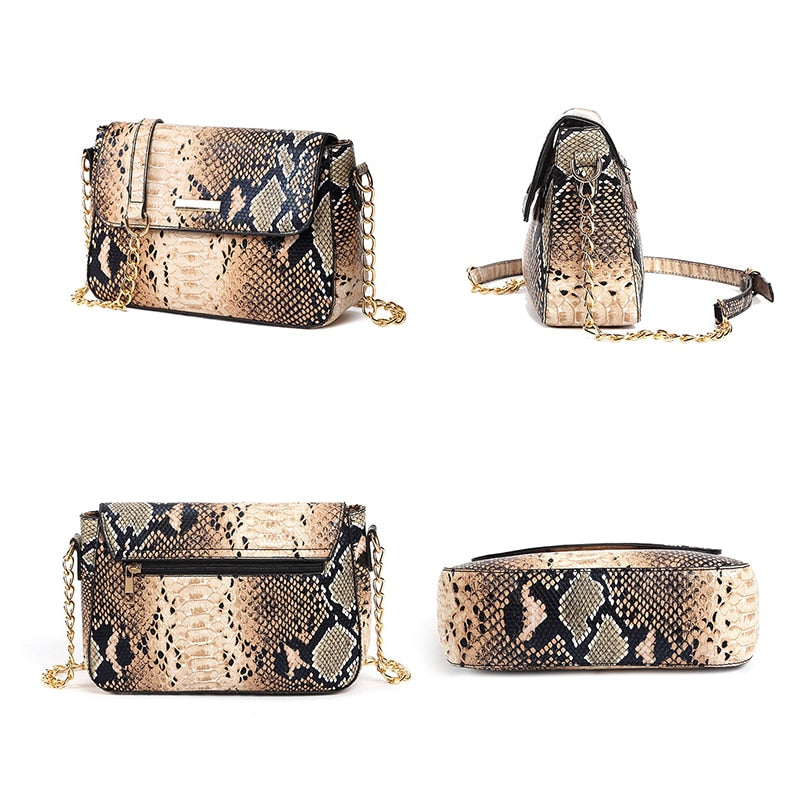 Snake Print Leather Women Small Purse Shoulder Bags