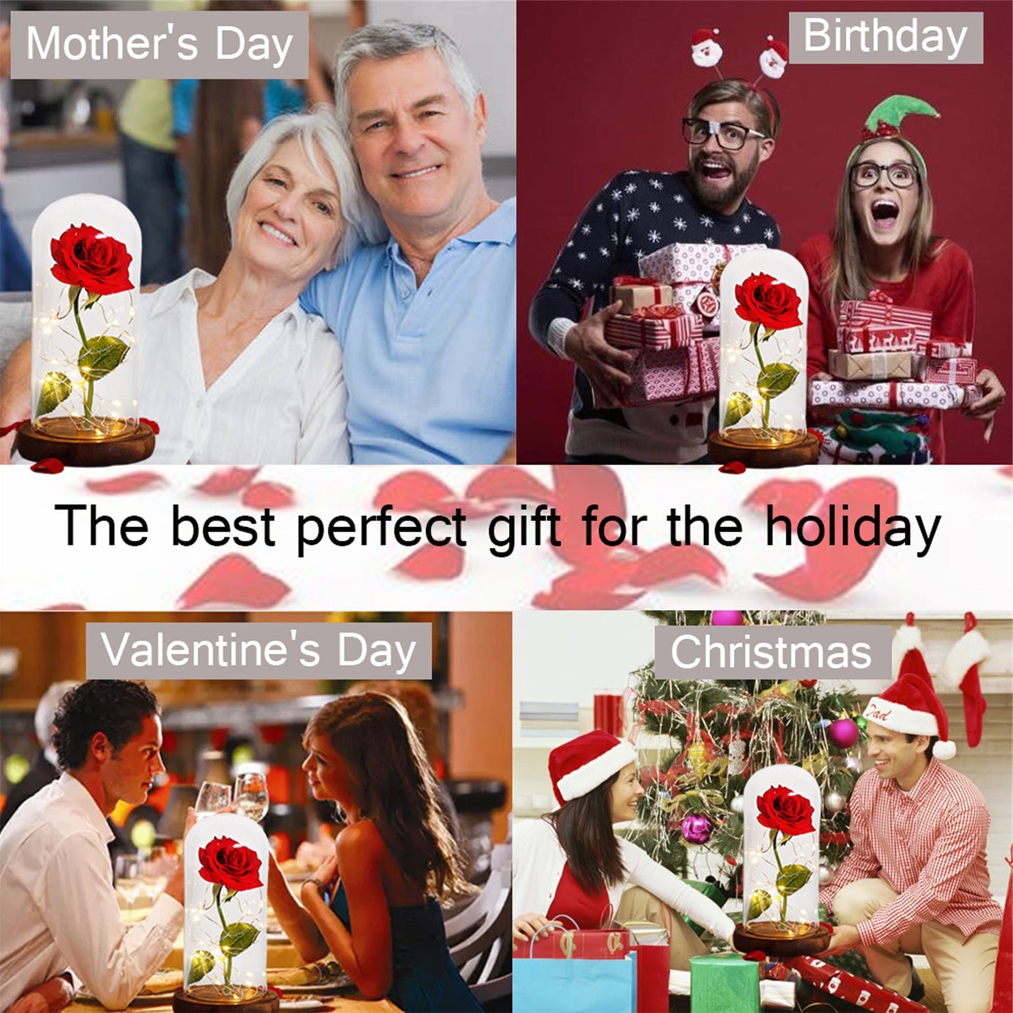 Galaxy Artificial Roses Flower In A Glass Dome Valentine Christmas Gift