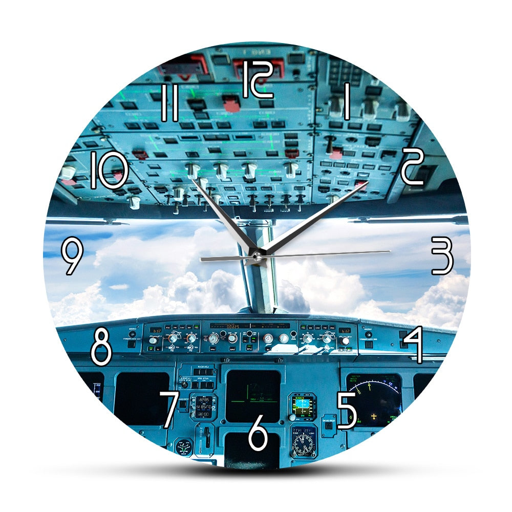 Airplane Interior Cockpit Print Wall Art Wall Clock