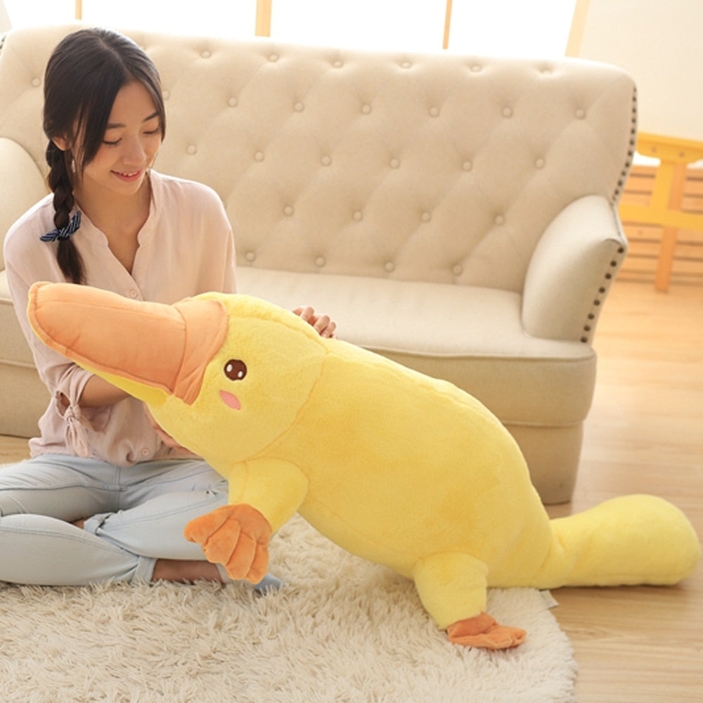 Cute Lying Yellow Platypus Large Size Stuffed Plush Doll Pillow Toy