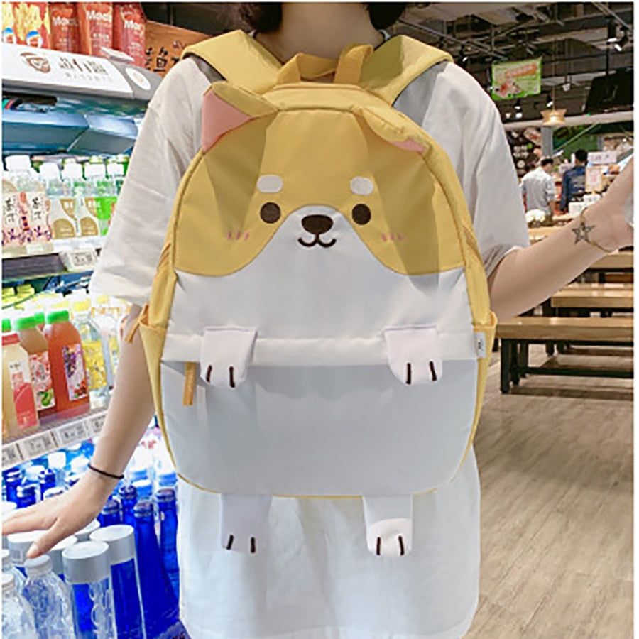 Cute Cartoon Dog Shiba Inu and Husky Oxford Backpack Bookbag