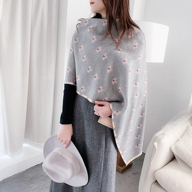 Luxury Scarf Beans Print Cashmere Scarves Pashmina Thick Shawls