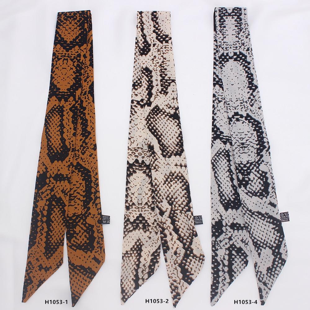 Satin Scarf - Dark beige/snakeskin-patterned - Ladies