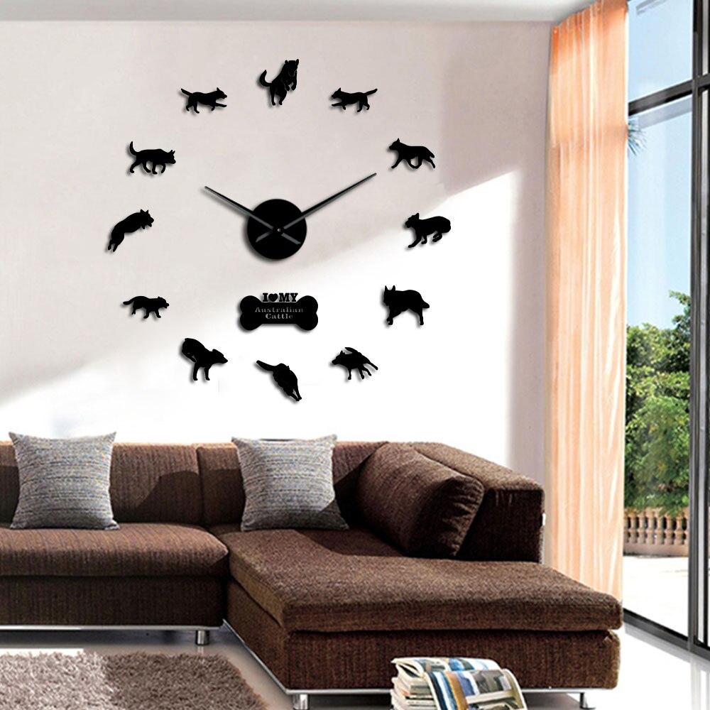Australian Cattle Dog Large Frameless DIY Wall Clock