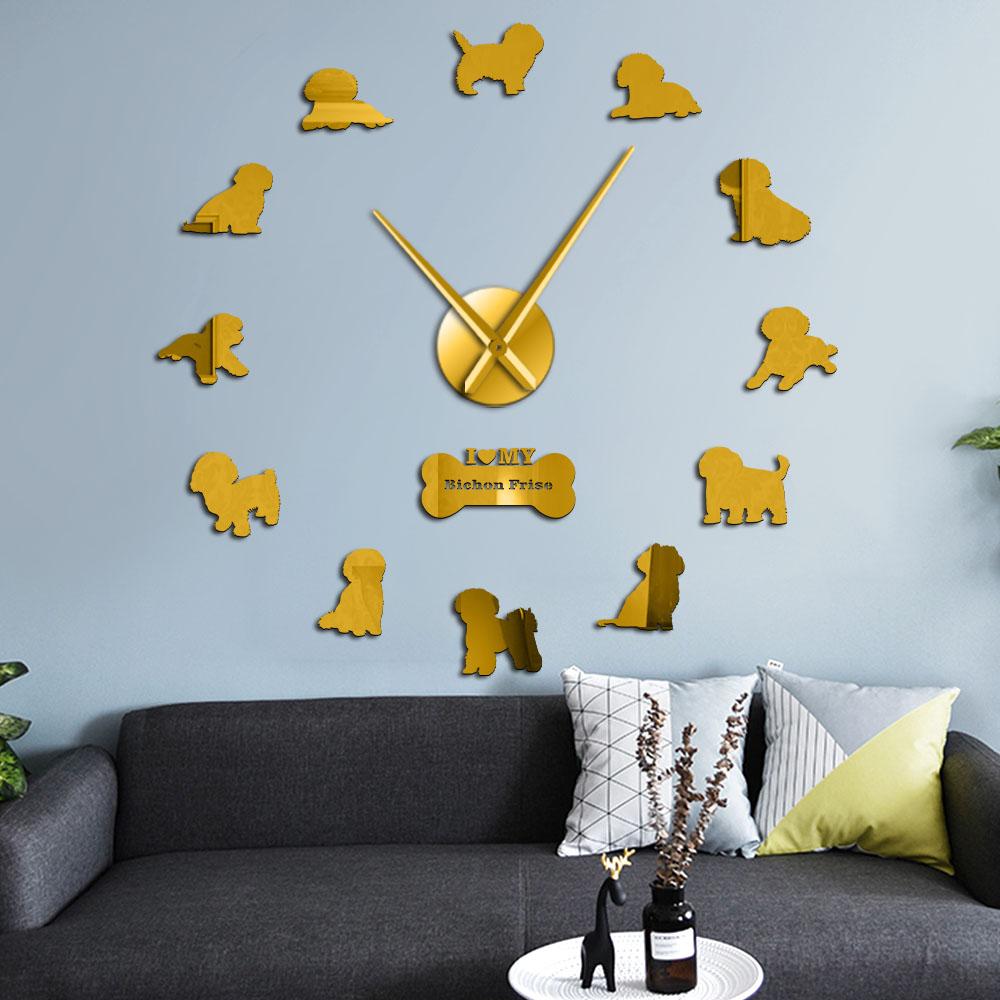 Bichon Frise Dog Lover Large Frameless DIY Wall Clock