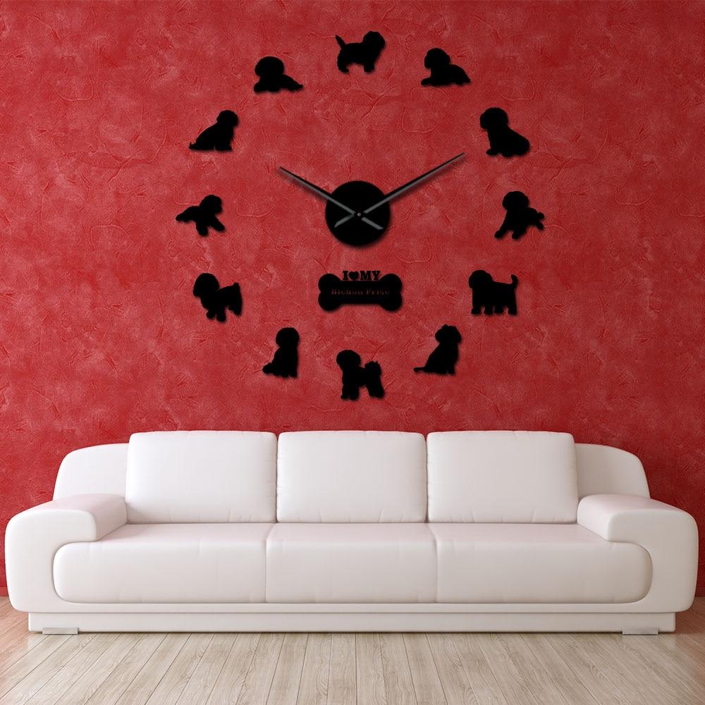 Bichon Frise Dog Lover Large Frameless DIY Wall Clock
