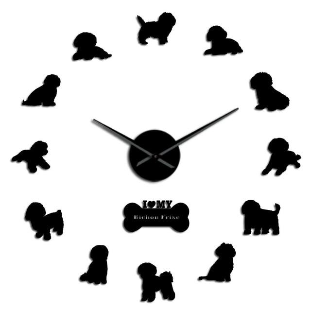 Bichon Frise Dog Lover Large Frameless DIY Wall Clock