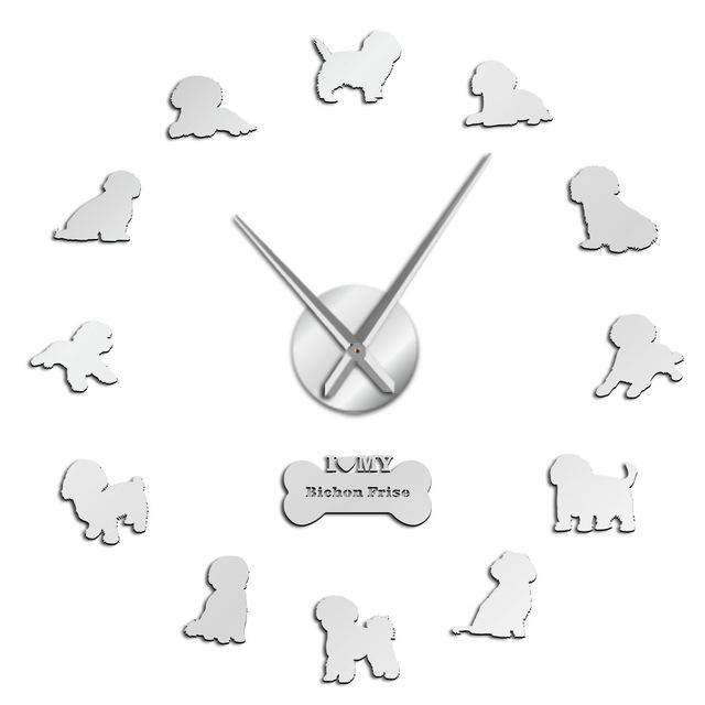 Bichon Frise Dog Lover Large Frameless DIY Wall Clock