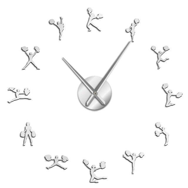 Cheerleader With Pompoms Large Frameless DIY Wall Clock