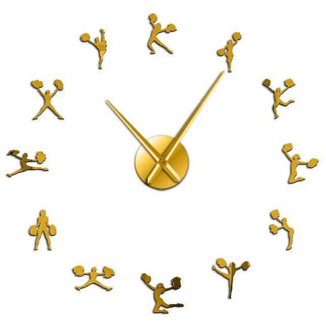 Cheerleader With Pompoms Large Frameless DIY Wall Clock