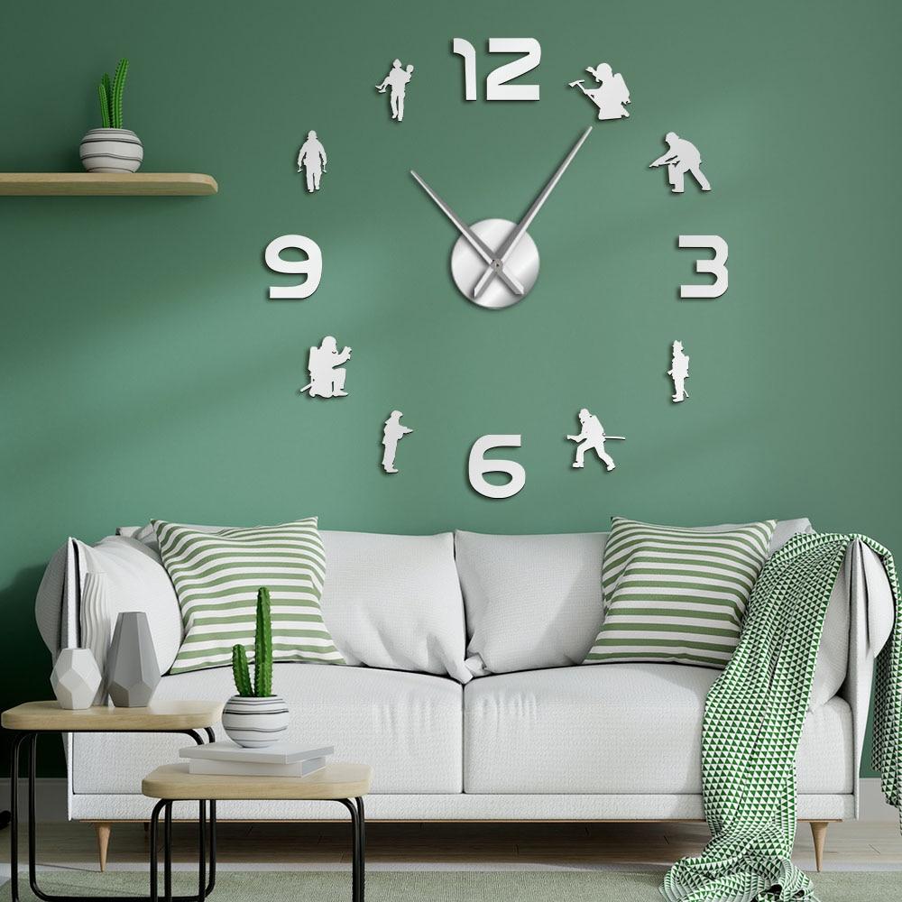 Firefighters Fire Soldiers Large Frameless DIY Wall Clock