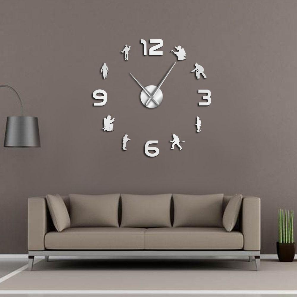 Firefighters Fire Soldiers Large Frameless DIY Wall Clock