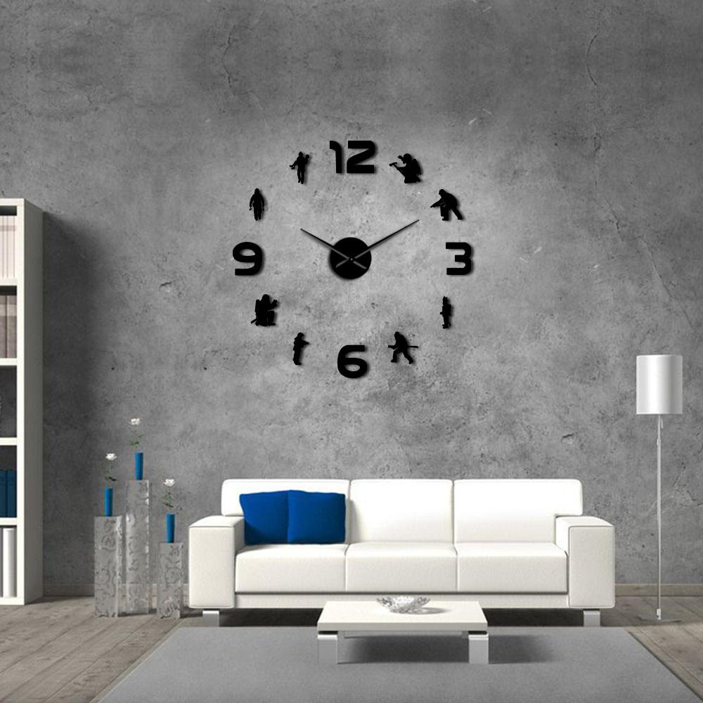 Firefighters Fire Soldiers Large Frameless DIY Wall Clock