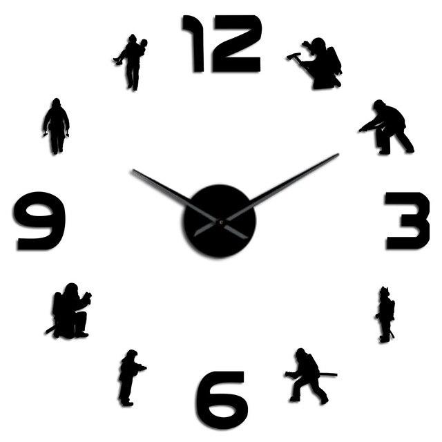 Firefighters Fire Soldiers Large Frameless DIY Wall Clock