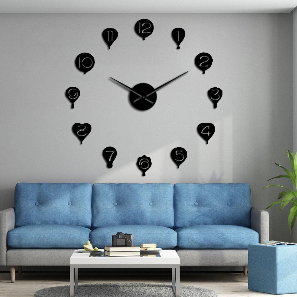 Floating Hot Air Balloon Large Frameless DIY Wall Clock