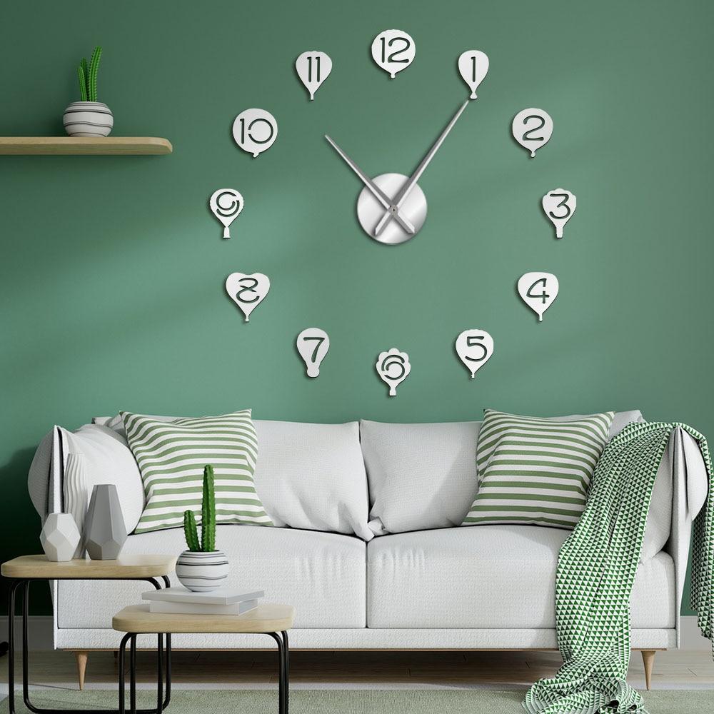 Floating Hot Air Balloon Large Frameless DIY Wall Clock