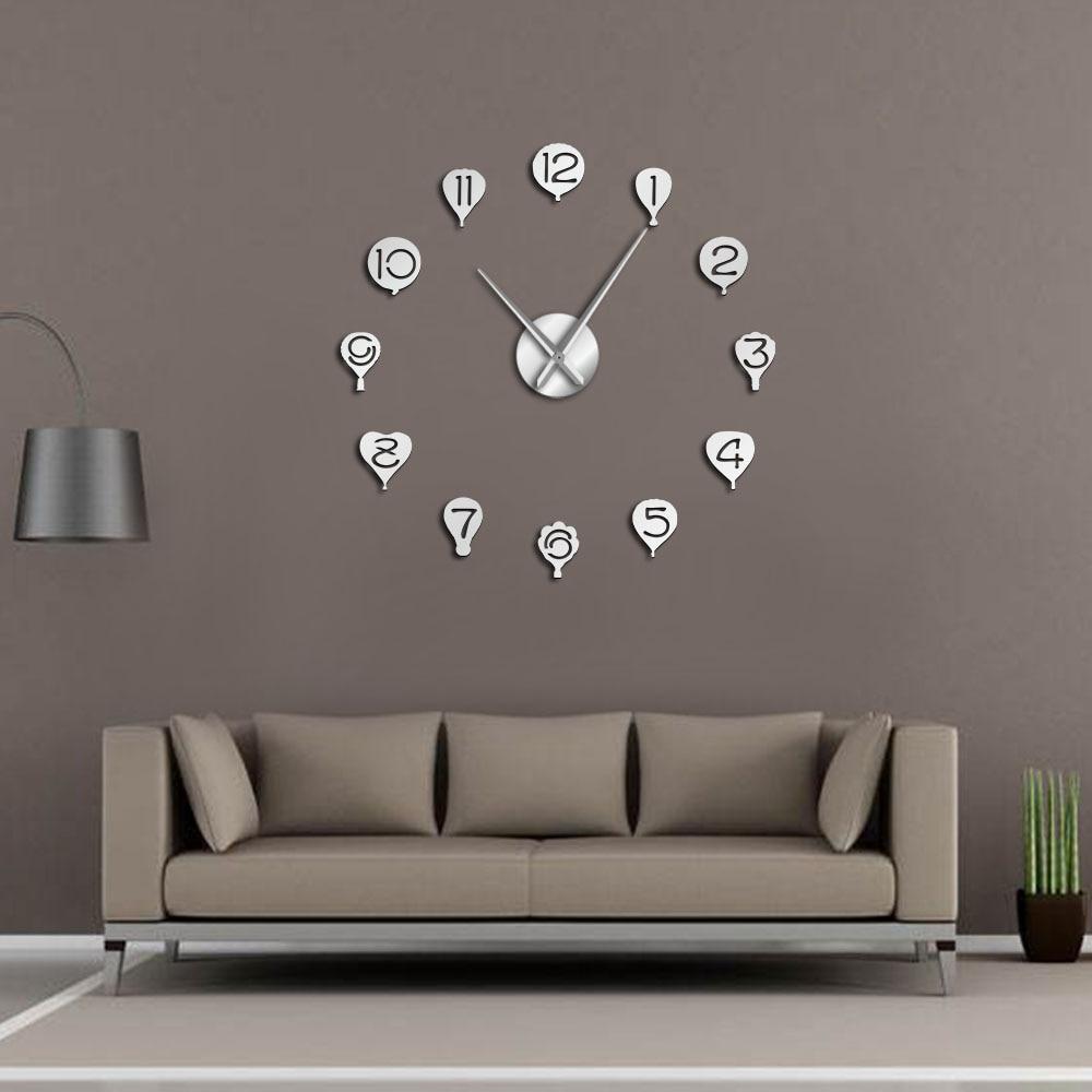 Floating Hot Air Balloon Large Frameless DIY Wall Clock