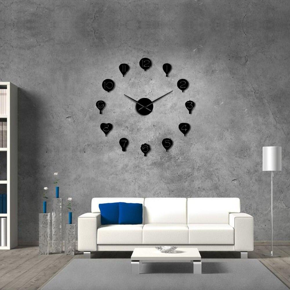 Floating Hot Air Balloon Large Frameless DIY Wall Clock