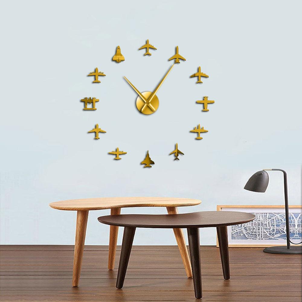Flying Plane Fighter Jet Airplane Large Frameless DIY Wall Clock