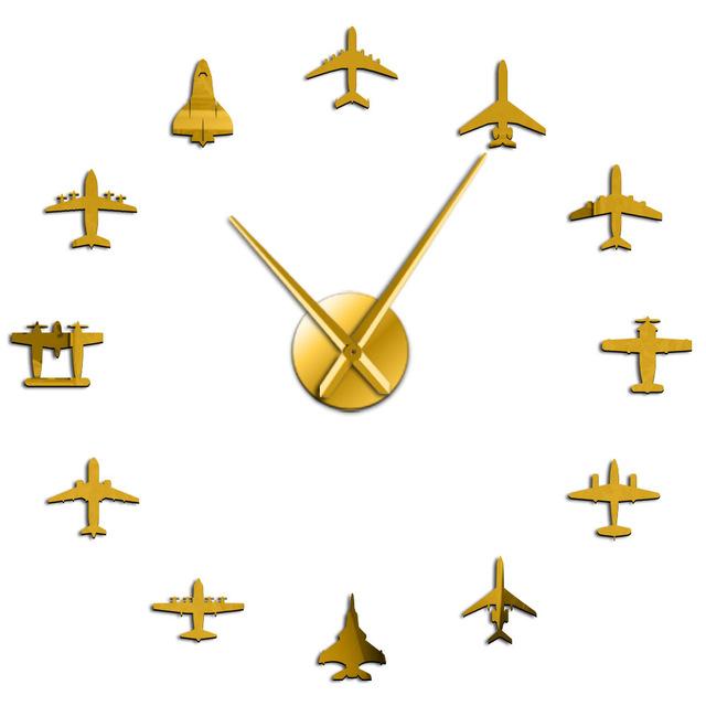 Flying Plane Fighter Jet Airplane Large Frameless DIY Wall Clock