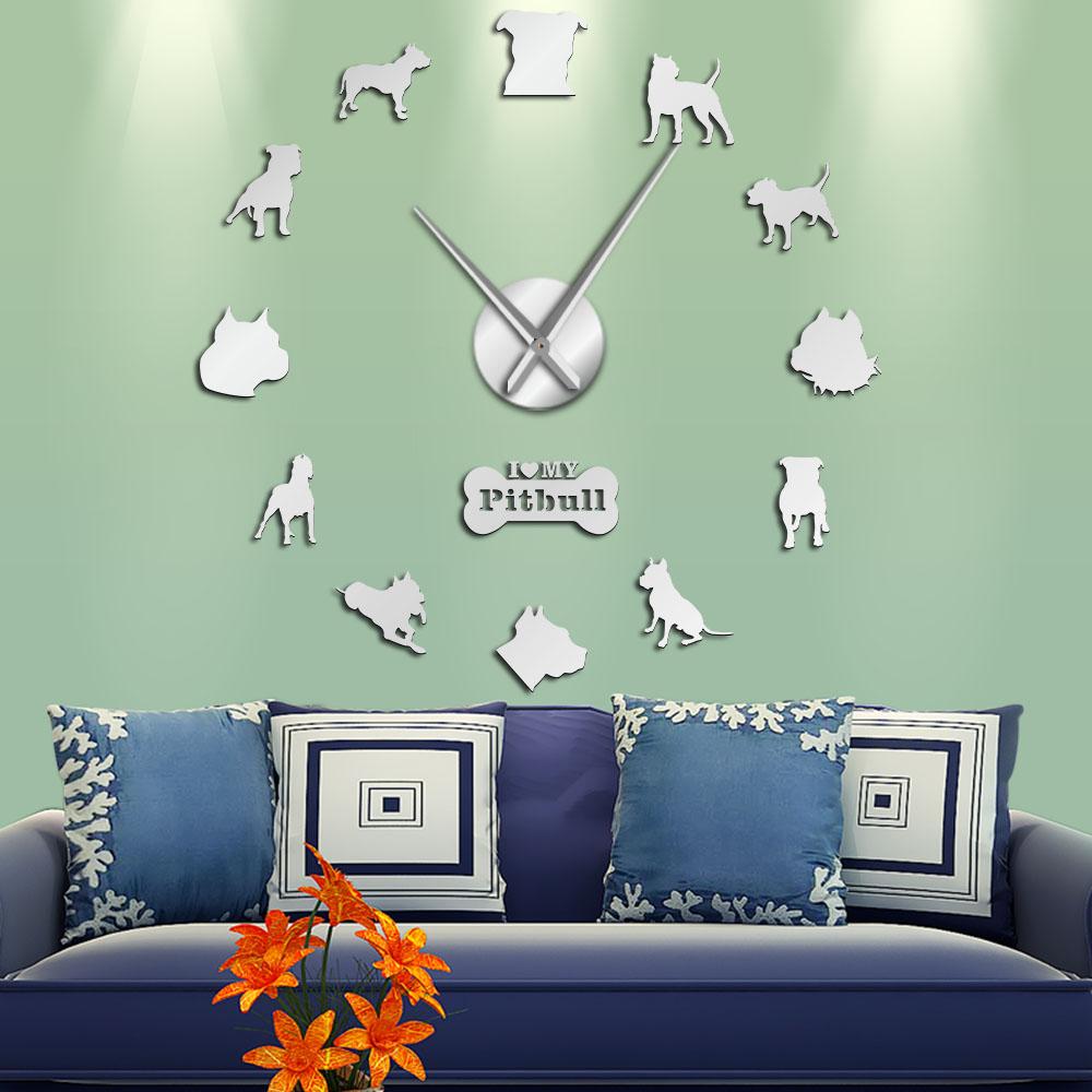 Wall Clocks - I Love My Pit Bull Large Frameless DIY Wall Clock Dog Lover Gifts