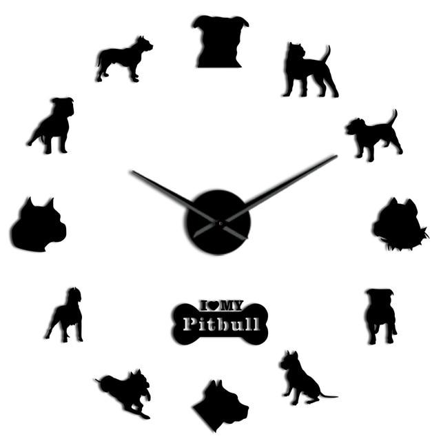 Wall Clocks - I Love My Pit Bull Large Frameless DIY Wall Clock Dog Lover Gifts