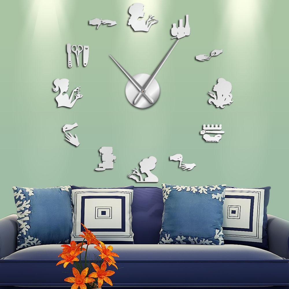 Nail Tool Polish Nail Beauty Large Frameless DIY Wall Clock