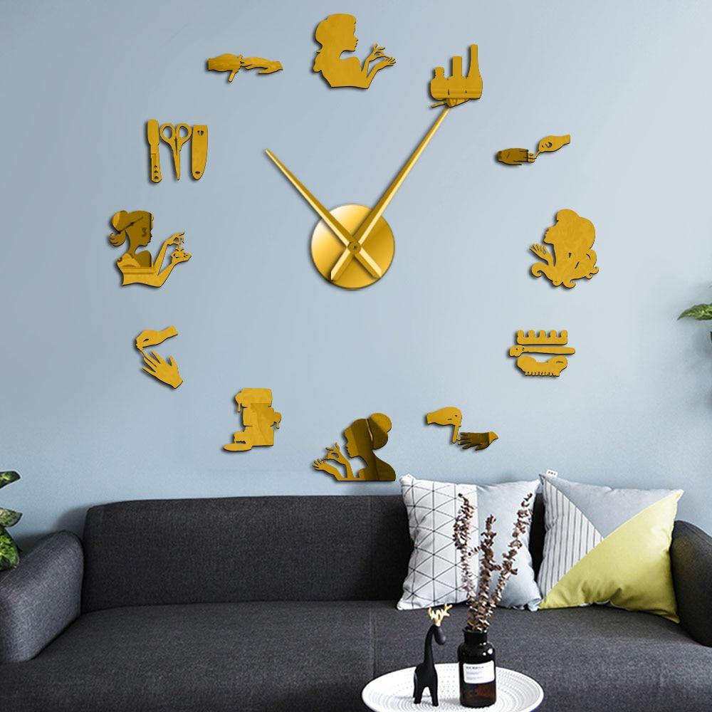 Nail Tool Polish Nail Beauty Large Frameless DIY Wall Clock