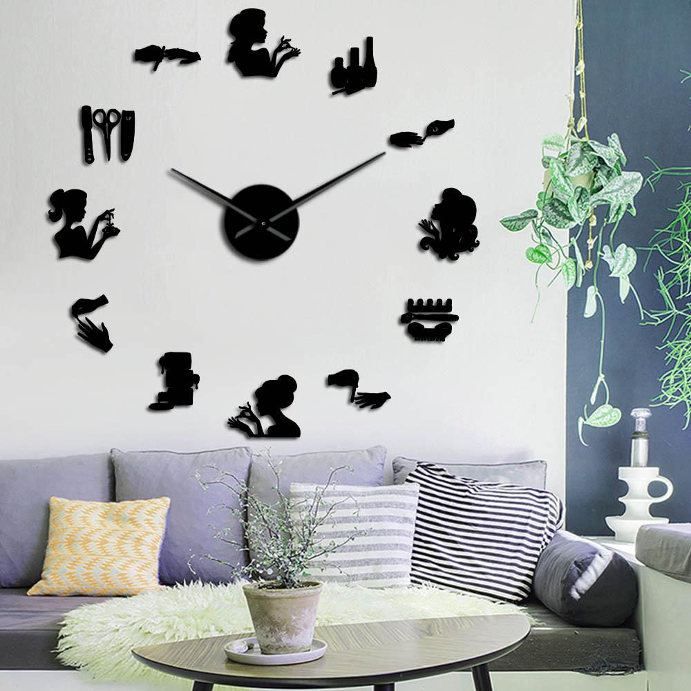 Nail Tool Polish Nail Beauty Large Frameless DIY Wall Clock