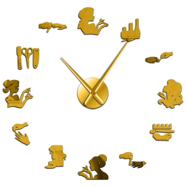 Nail Tool Polish Nail Beauty Large Frameless DIY Wall Clock