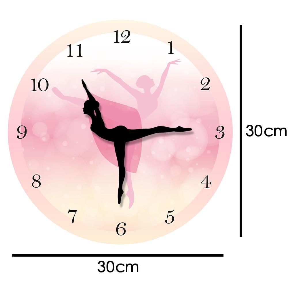 Princess Ballet Girl Moving Leg Dancing Pink Wall Clock