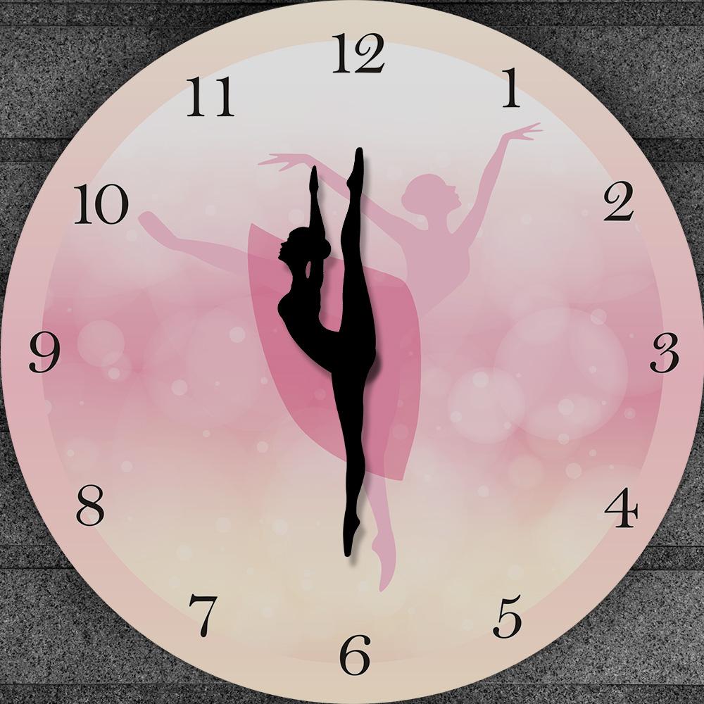 Princess Ballet Girl Moving Leg Dancing Pink Wall Clock