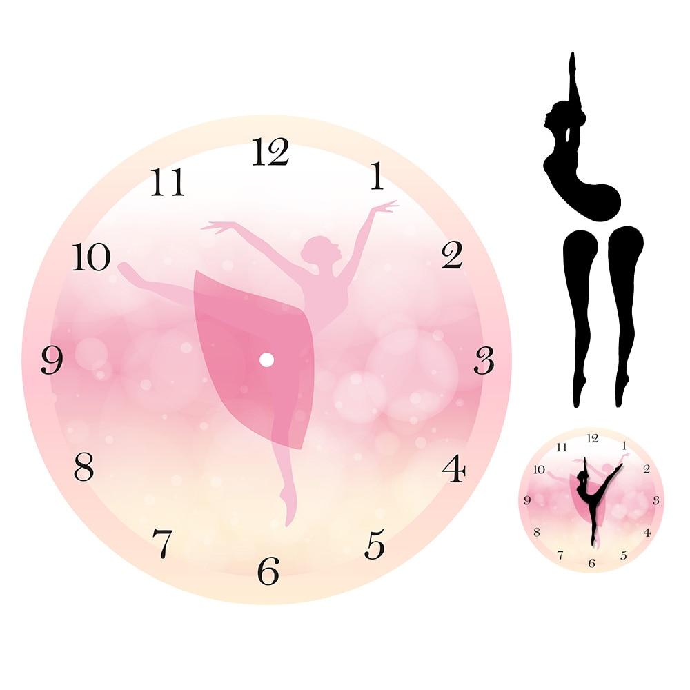 Princess Ballet Girl Moving Leg Dancing Pink Wall Clock