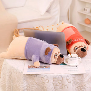 Cute Pug Bulldog Puppy with Shirt Soft Plush Stuffed Pillow Doll