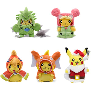 Anime Pokemon Pikachu Cosplay in Monster Suit Charizard Snorlax Garchomp Tyranitar Hydreigon Anime Eevee Lapras Plush Stuffed Doll Gift