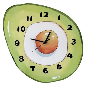 Cartoon Avocado Fried Egg Bedroom Kitchen Wall Hanging Clock