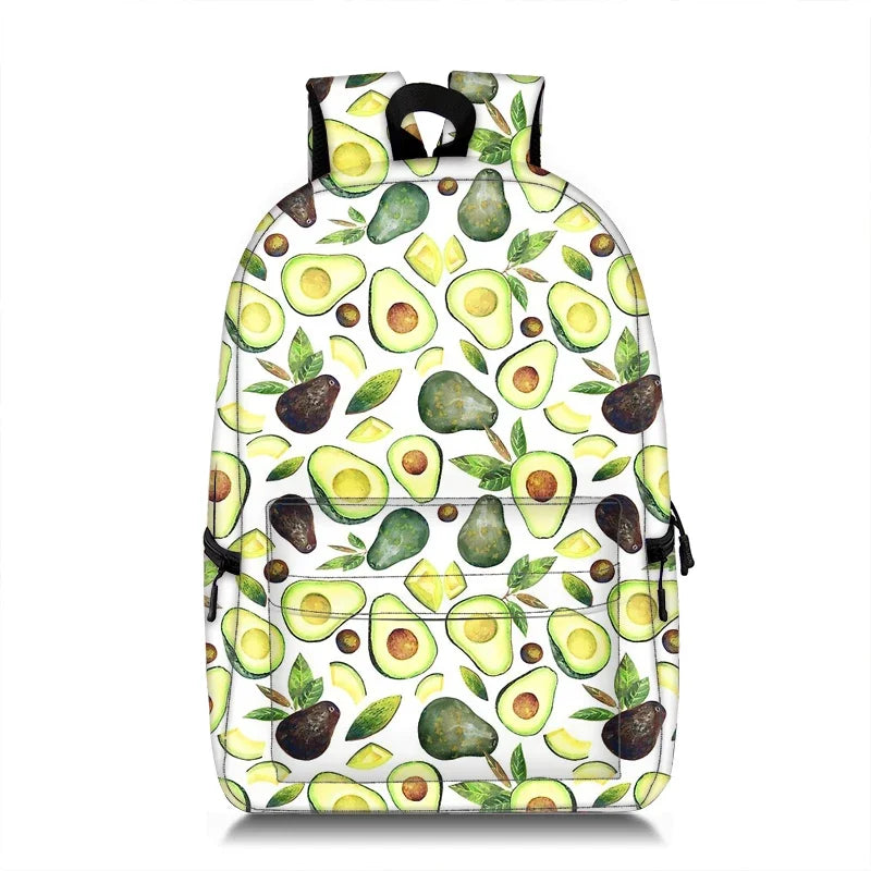 Cute Avocado Print Laptop Backpack School Bag