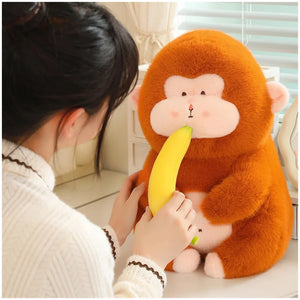 Cute Orangutan Red Monkey Fluffy Fur Soft Plush Stuffed Doll Gift