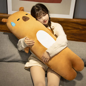 Cute Cartoon Capybara Plushie Soft Plush Stuffed Doll Long Pillow Back Neck Pillow
