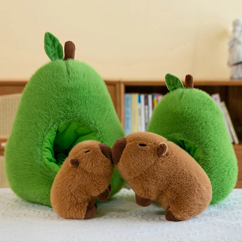 Cute Capibala in Avocado Hut 35cm Plush Soft Plush Stuffed Doll Gift