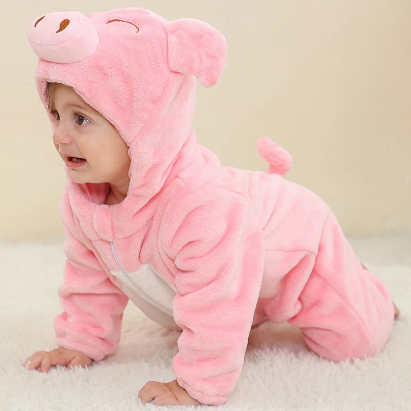 Cute Pink Piglet Pig Baby Toddler Infant Hoodie Jumpsuit Cosplay Costume