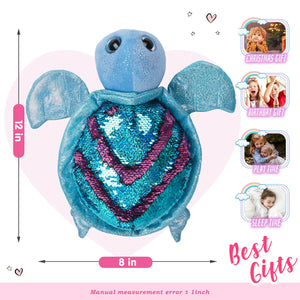 Cute Sequin Glitter Purple/Blue Turtle Stuffed Plush Doll for Kid's Birthday Gifts