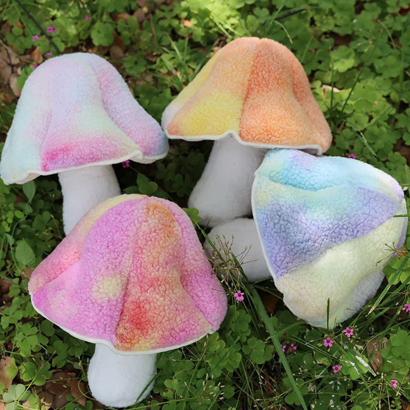 Cute Colorful Rainbow Mushroom Soft Plush Stuffed Doll