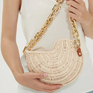 Rattan Conch Shell Woven Straw Handbag Shoulder Bag