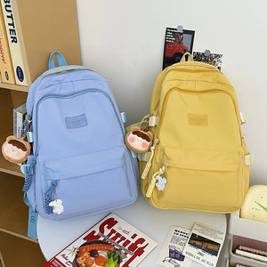 Minimal Solid Color Large School Bag Backpack for Teenage Girls